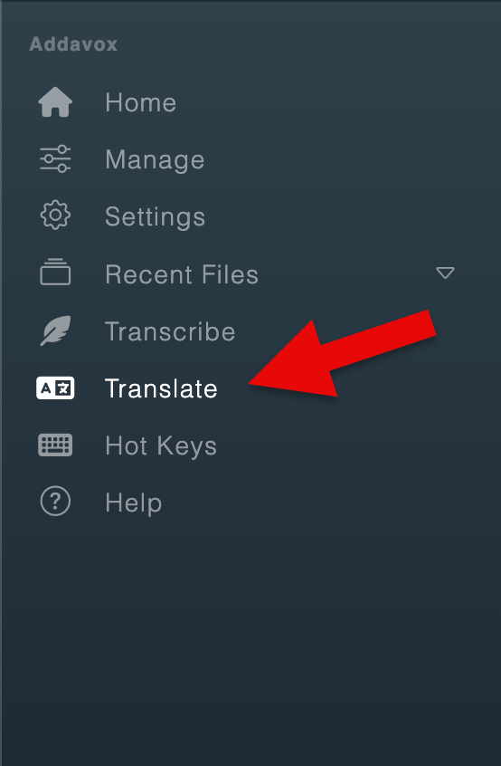 Translation Editor Menu Selection