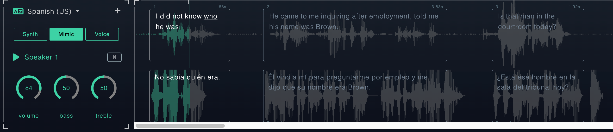 Translation View with Audio Waveform