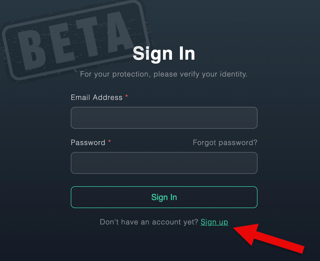Sign Up Link Location